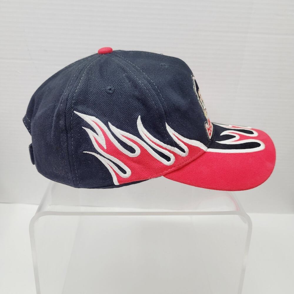 Vintage BETTY BOOP Hat Nissin Blockhead Flames Snapback Hat Black Red White - Picture 2 of 7